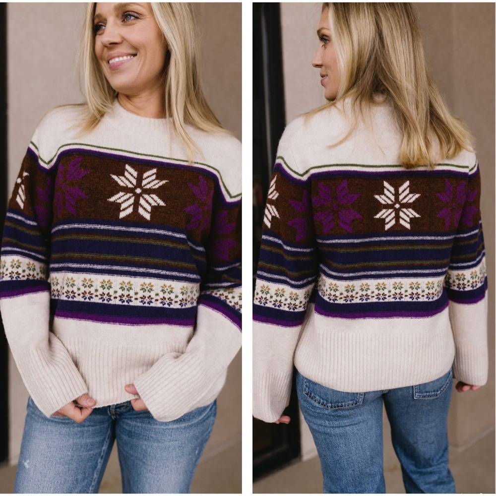 Faherty‎ Snowdrift Sweater in Snowflake Print Size Large NWT